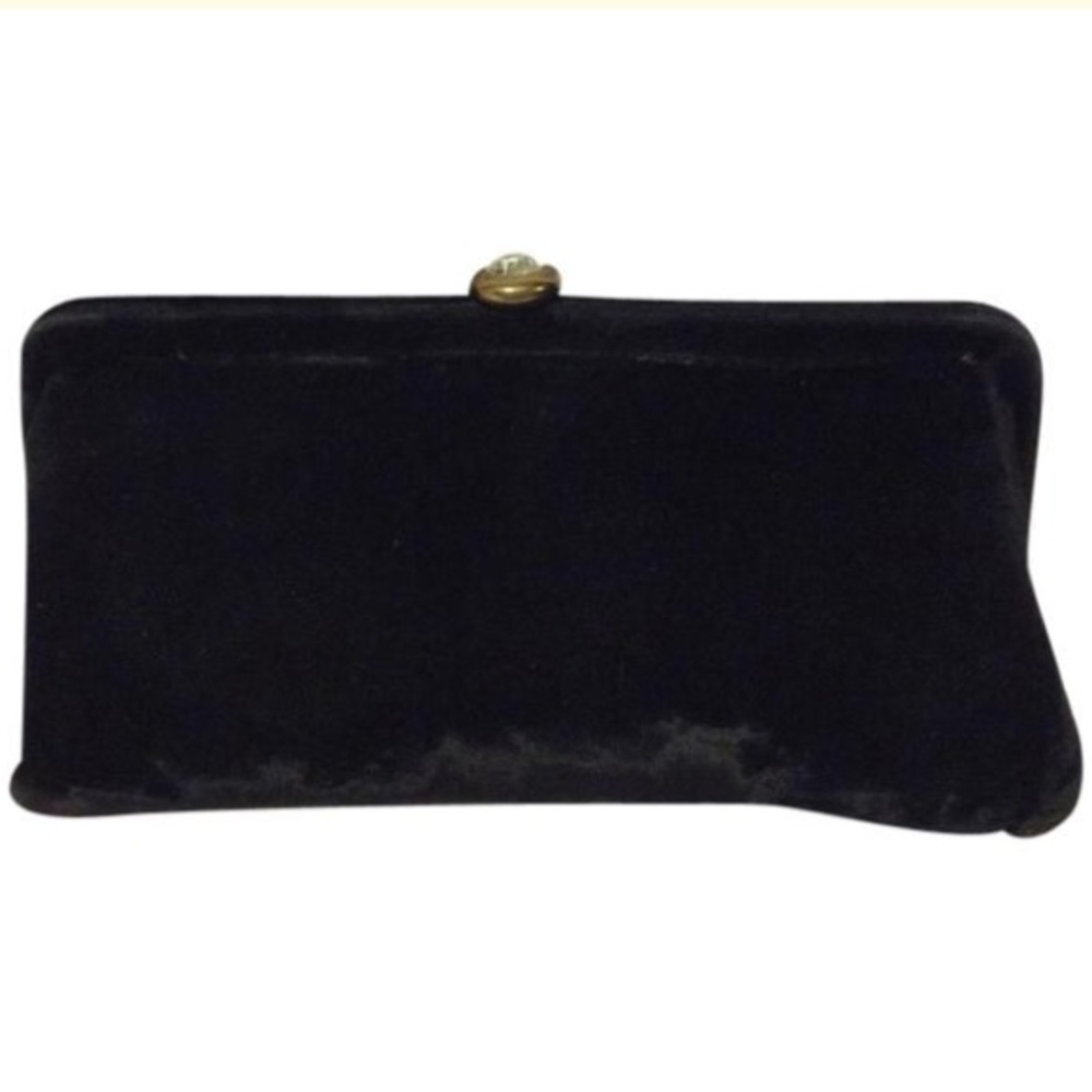 JR Vintage Black Velvet Clutch